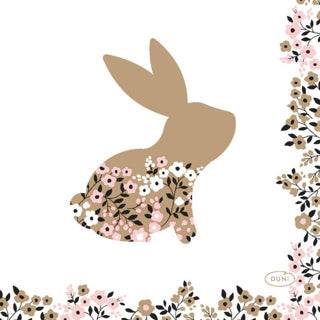 Serviettes Duni lapins fleuris 24x24cm