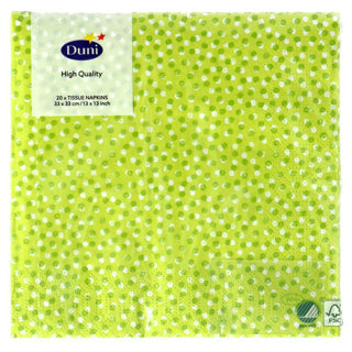 Serviettes Duni pois ludiques kiwi 33x33 cm | 4 pièces