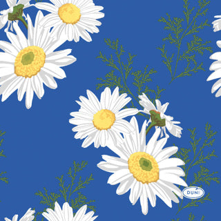 Serviettes Duni marguerite bleu 24x24 cm | 12 pièces