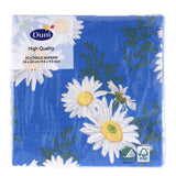 Serviettes Duni marguerite bleu 24x24 cm | 12 pièces