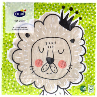 Serviettes Duni ludique roi lion 33x33 cm | 4 pièces