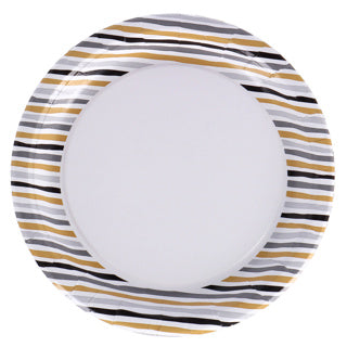 Assiettes Duni rayures or noir 22 cm 10 pièces | 4 pièces