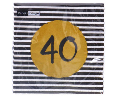 Serviettes 40e anniversaire 33x33 cm | 4 pièces