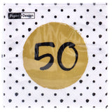 Serviettes 50e anniversaire 33x33 cm | 4 pièces