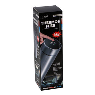 Bouteille thermos No brand en acier inoxydable 450 ml avec thermomètre dans le couvercle et filtre à thé | 4 pièces