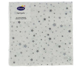 Serviettes Duni poussière d'étoile argentée 33 x 33 cm | 12 pièces
