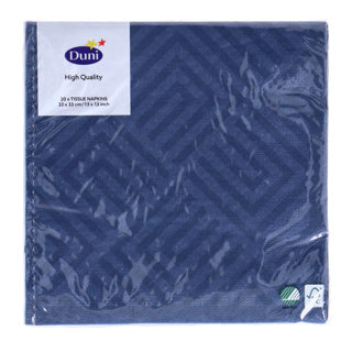 Serviettes Duni mosaïque bleu foncé 33x33 cm | 12 pièces