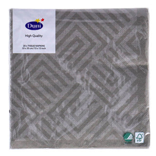 Serviettes Duni mosaïque granit gris 33x33 cm | 12 pièces
