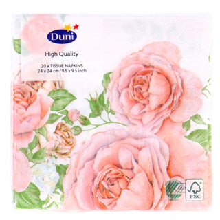 Serviettes Duni gloire rose 24x24 cm | 12 pièces