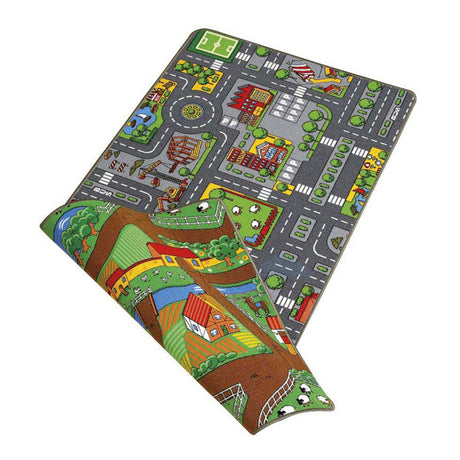 Tapis d'éveil duoplay réversible ville et ferme, 67x100cm