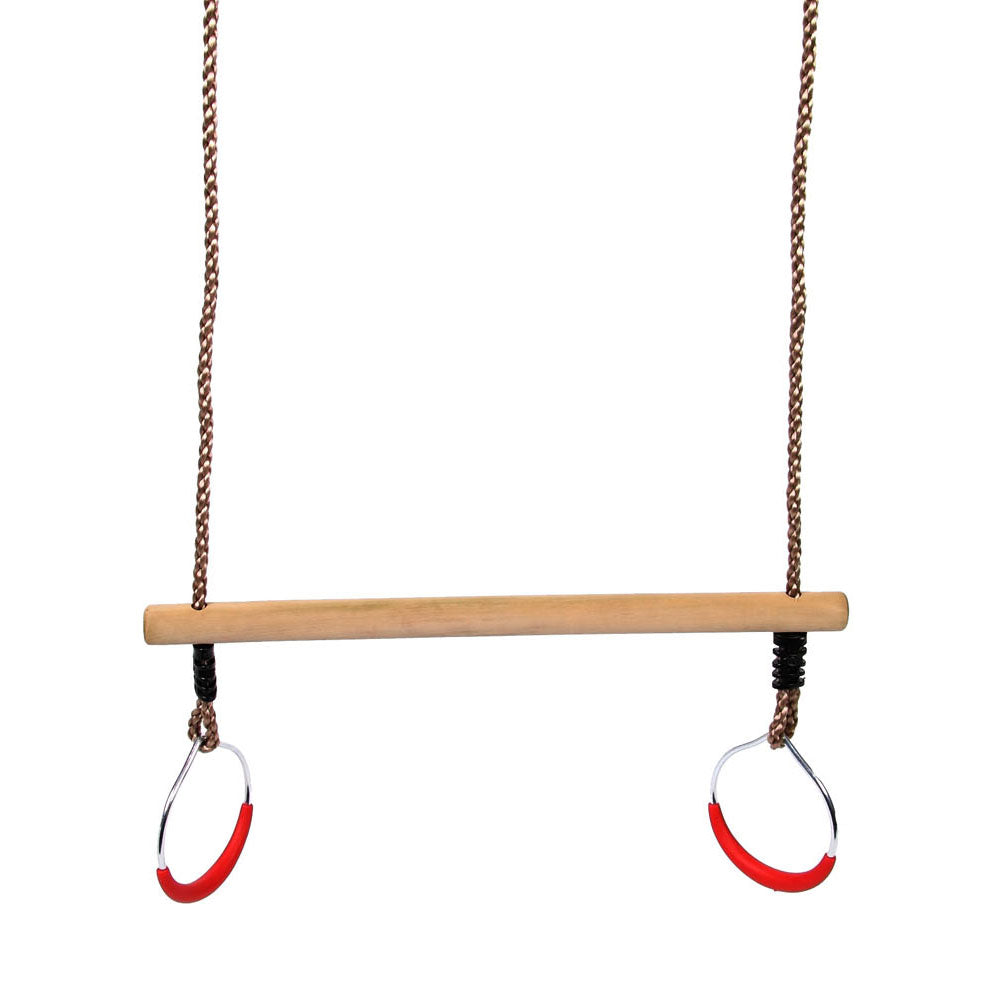 Legno trapezio oscillante con anelli