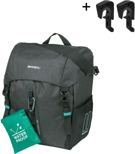 Basil Discovery 365D Sac à vélo unique L - Sac à vélo unique sportif et léger - 20L - mêlée noire