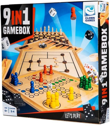 Clown Games, boîte de jeu 9 en 1 en bois