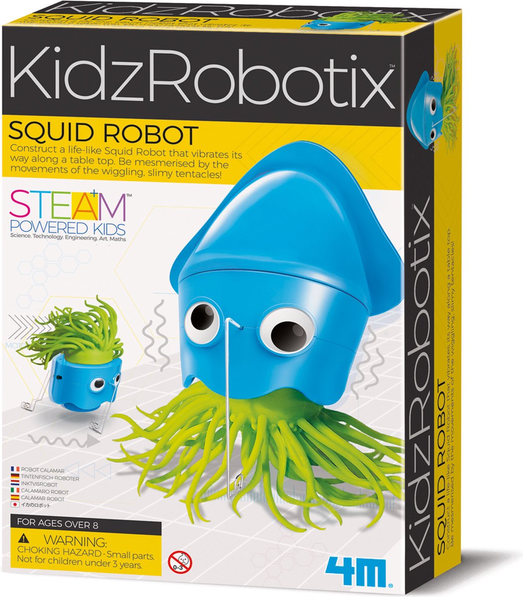 4m science et jeux - fabriquez votre propre robot calamar - kit de construction - kidzrobotix - 8+