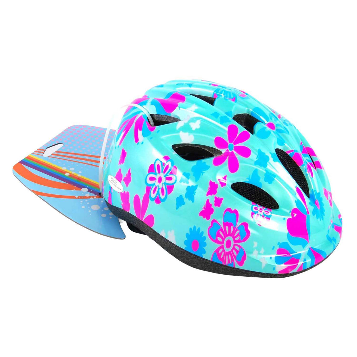 Casque de vélo enfant Volare - xs - fleurs bleu rose - 47-51 cm - très petit modèle
