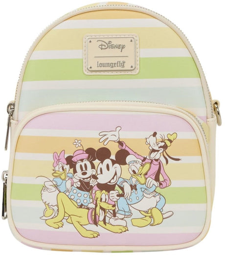 Loungefly Disney par sac à bandoulière Mickey et ses amis sacs à rayures arc-en-ciel
