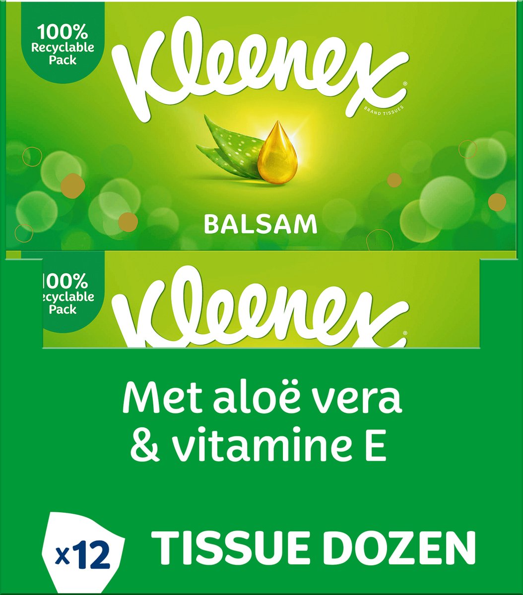 Mouchoirs Kleenex - baume - pack économique - 12 x 64 pièces (768 mouchoirs)