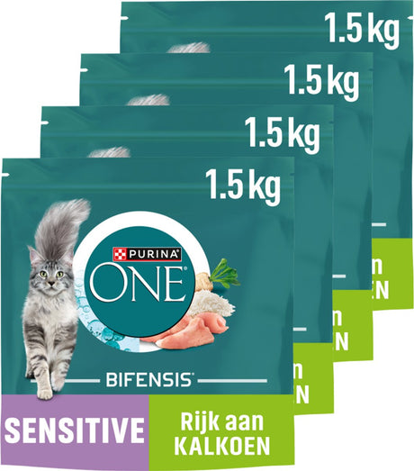 Purina one sensible - nourriture pour chat - dinde - 4 x 1,5 kg