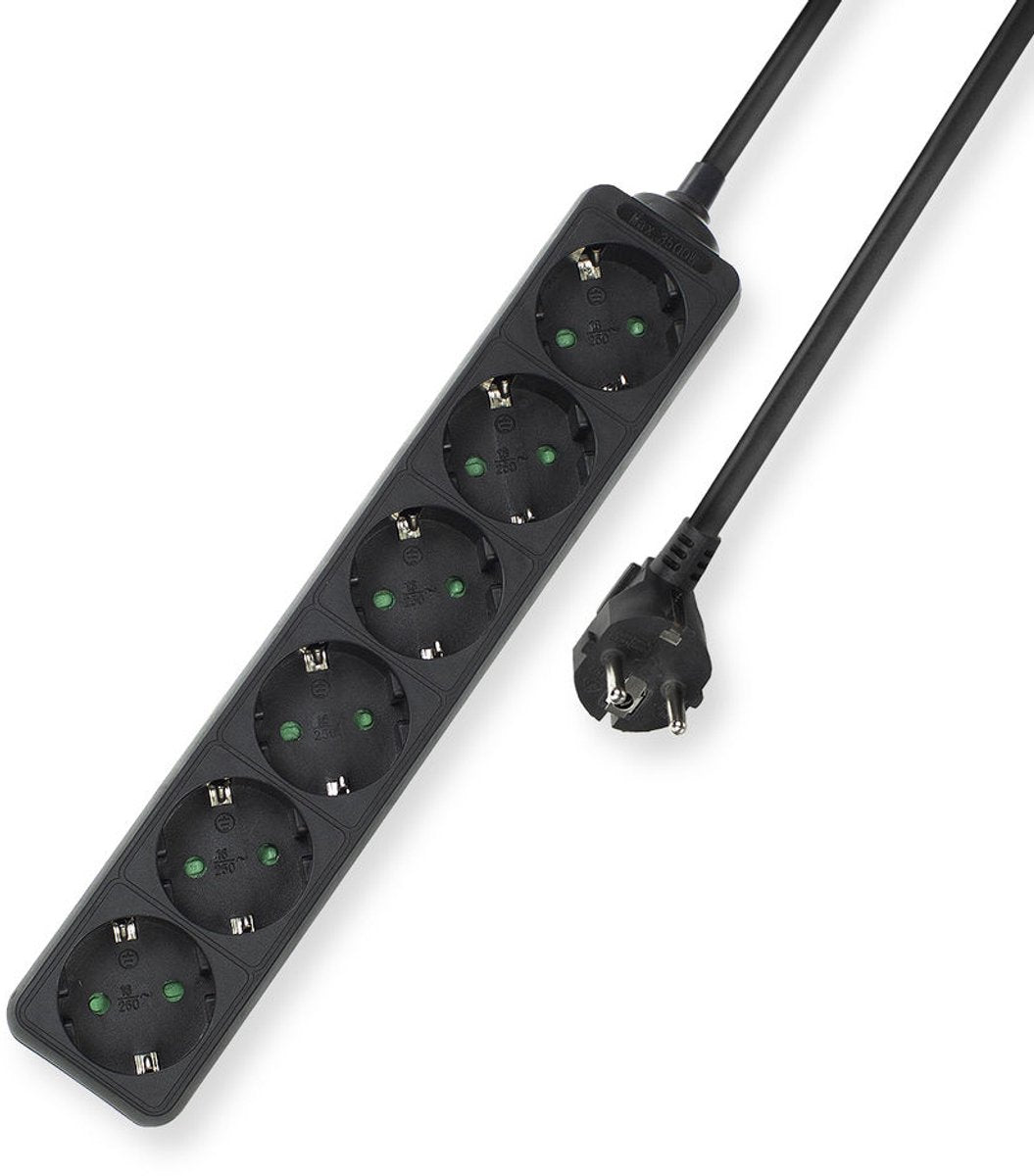 Multiprise Act noir – 6 prises – câble 3 mètres – ac2460