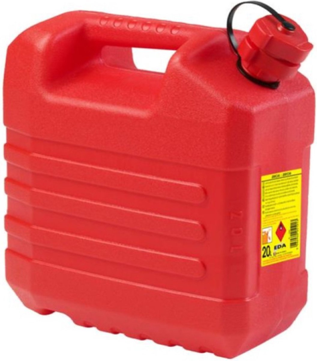 Jerrican en plastique Eda - rouge - l35 x l23 x h37 cm - 20 litres - adapté au carburant
