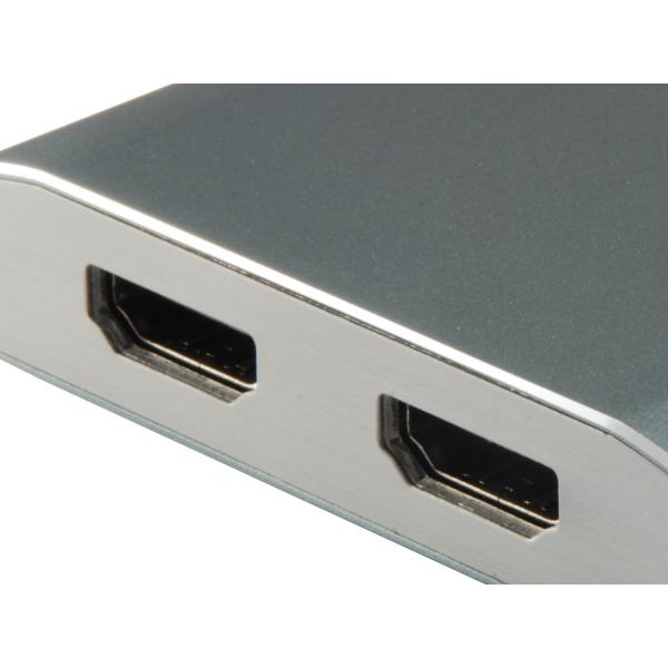 Equip 133464 Adaptateur USB Type C vers 2x HDMI femelle, 2160p à 30 Hz, USB3.1 Gen1, gris