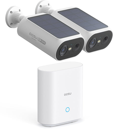 Aosu solarcam p1 se - 2 caméras de sécurité avec résolution 2k - énergie solaire - audio 2 voies - ai
