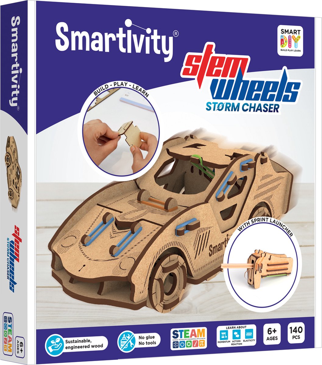 Smartivity mechanische storm chaser - houten 3d bouwpakket tol-lanceringsmachine - duurzaam constructiespeelgoed modelbouw - cadeau voor jong oud - vanaf 8 jaar tot volwassen