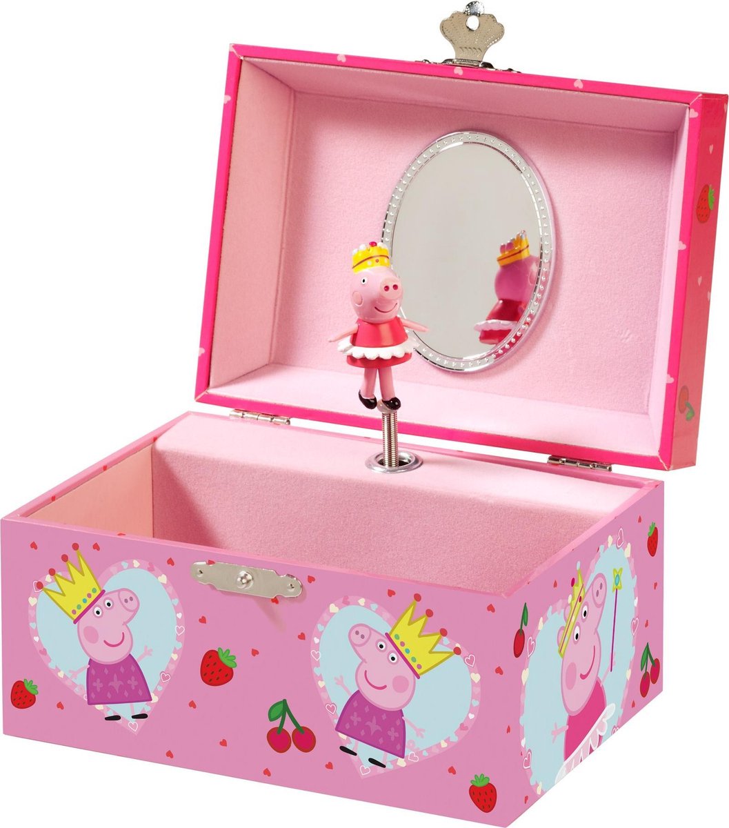 Boîte à bijoux Bambolino Peppa Pig, boîte à bijoux, boîte à musique - avec ballerine Peppa rotative et miroir - jouets pour tout-petits et enfants d'âge préscolaire à partir de 3 ans - astuce cadeau