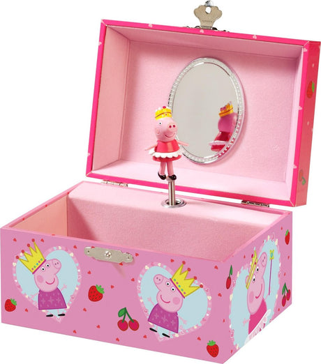Boîte à bijoux Bambolino Peppa Pig, boîte à bijoux, boîte à musique - avec ballerine Peppa rotative et miroir - jouets pour tout-petits et enfants d'âge préscolaire à partir de 3 ans - astuce cadeau