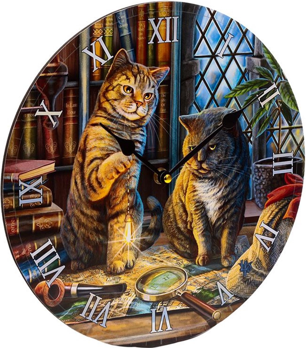 Horloge imprimée chat Lisa Parker Purrlock Holmes