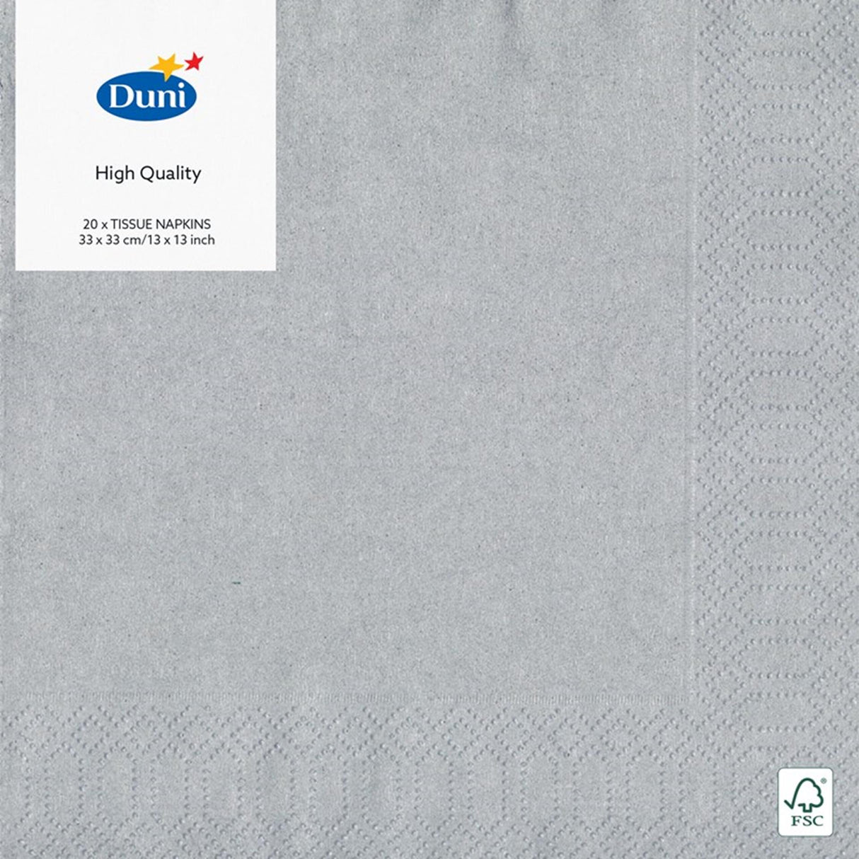 Serviettes Duni argent 33x33 cm