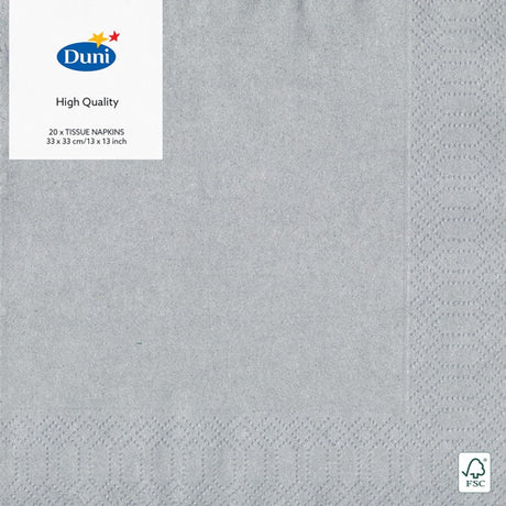Serviettes Duni argent 33x33 cm
