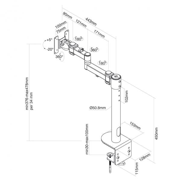 Neomounts neomounts fpma-d960blackplus flat screen desk mount (clamp) high capacity 10 49 inch, 2