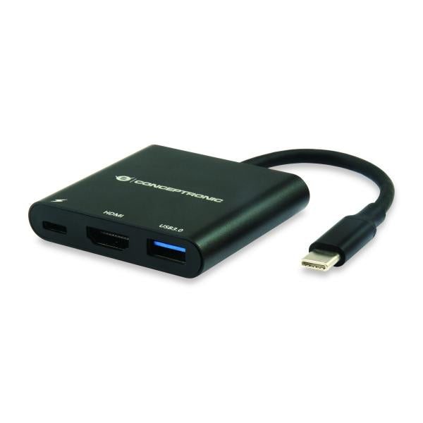 Conceptronic Donn01B Donn USB-C Adapter HDMI, USB 3.2 Gen 1 (3.1 Gen 1) Type-A C, HDMI, Black