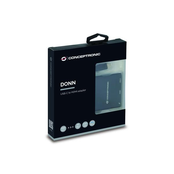 Conceptronic Donn01B Donn USB-C Adapter HDMI, USB 3.2 Gen 1 (3.1 Gen 1) Type-A C, HDMI, Black