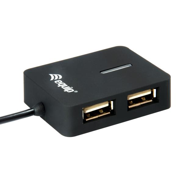 Equip 128952, hub USB de voyage 4 ports, USB 2.0, 480 Mbits, plastique, noir