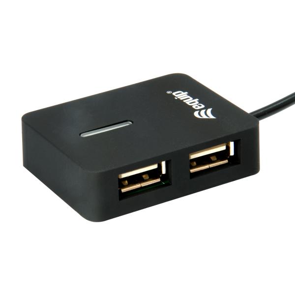 Equip 128952, hub USB de voyage 4 ports, USB 2.0, 480 Mbits, plastique, noir