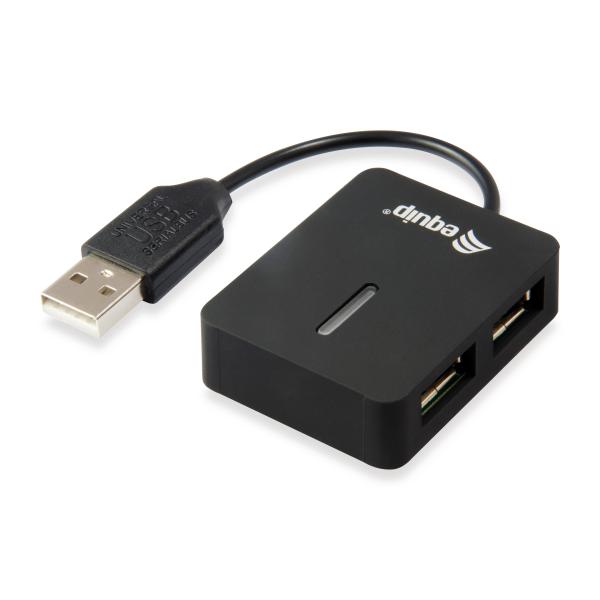 Equip 128952, hub USB de voyage 4 ports, USB 2.0, 480 Mbits, plastique, noir