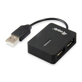 Equip 128952, hub USB de voyage 4 ports, USB 2.0, 480 Mbits, plastique, noir