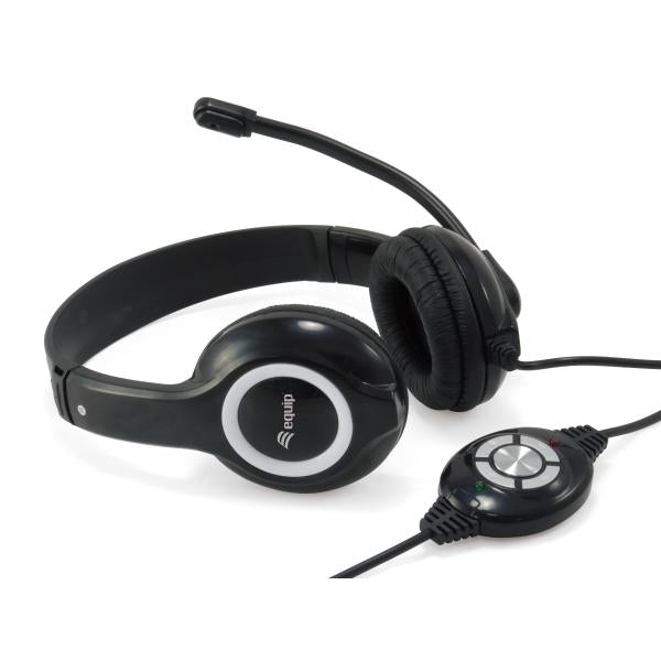 Equip 245301 casque de jeu, USB, arceau, binaural, numérique, noir