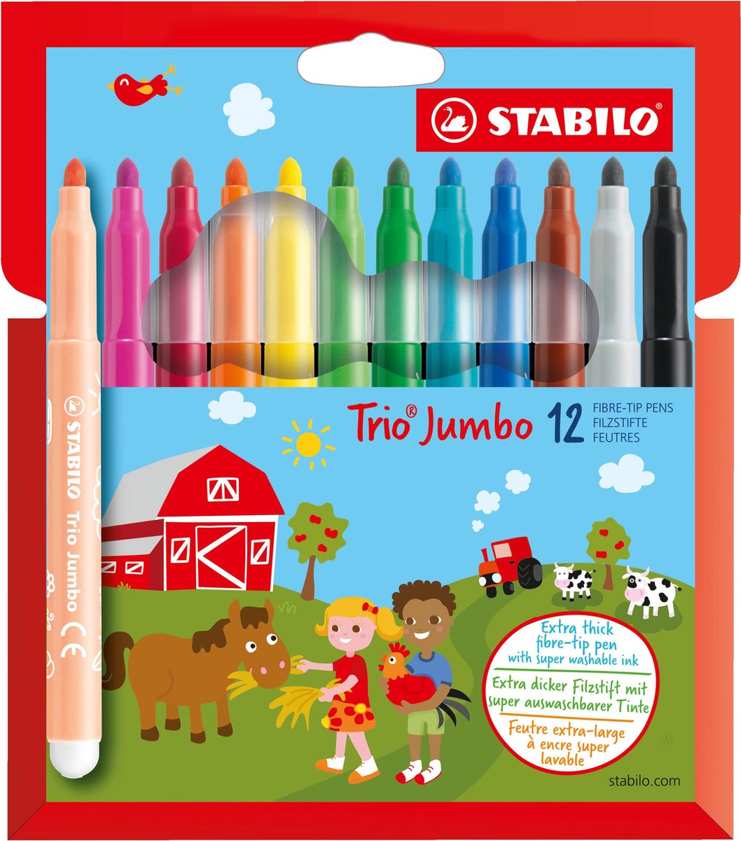 Stabilo trio jumbo - viltstift - set avec 12 pièces