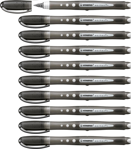 Stabilo travailleur+ coloré - roller 0,5 mm - noir - boîte de 10 pièces