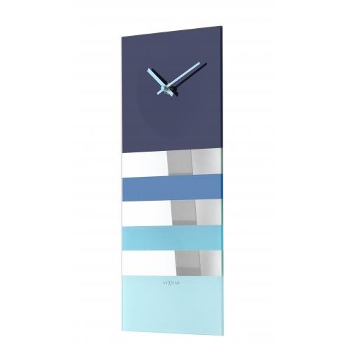 Horloge Nexttime 2855bl rayures audacieuses, 38x19 cm, murale, bleue