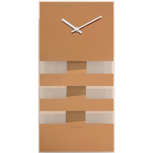 Horloge Nexttime 2855co rayures audacieuses, 38x19 cm, murale, cuivre