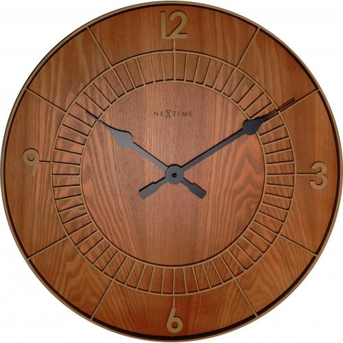Horloge Nexttime 3113br bois ronde, ø50 cm, murale, marron