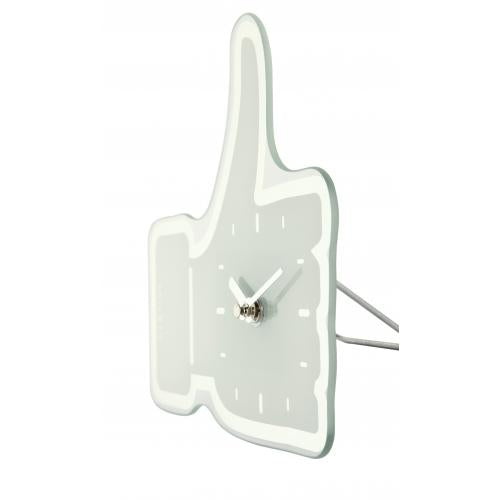 Horloge Nexttime 5185wi mini pouces vers le haut, 20,5x21 cm, murale, blanc argent