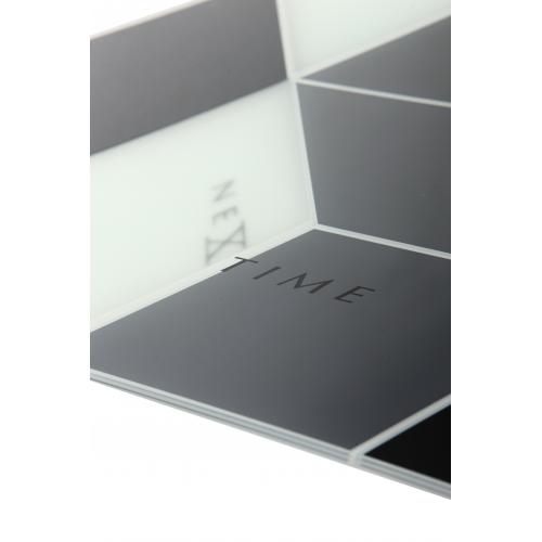 Horloge Nexttime 8171 cubique, 43,5x37 cm, murale, noir blanc gris