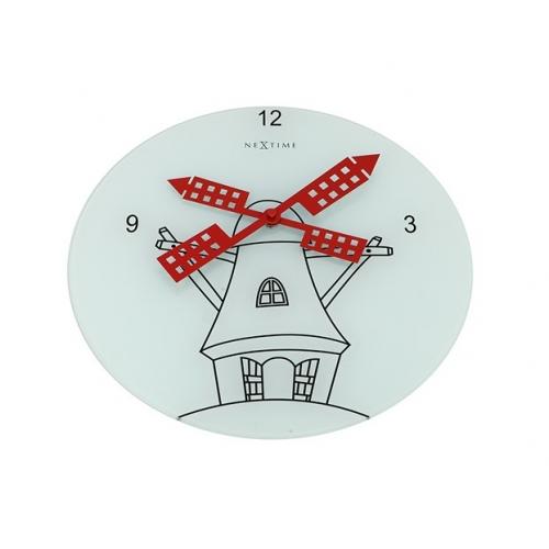 Horloge Nexttime 8807 moulin à vent, ø30 cm, murale, blanc noir rouge