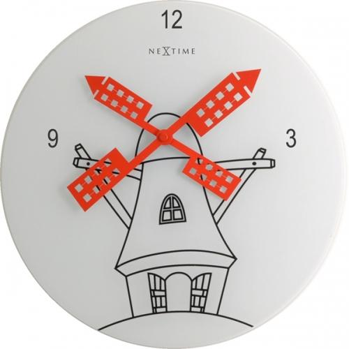 Horloge Nexttime 8807 moulin à vent, ø30 cm, murale, blanc noir rouge