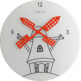 Horloge Nexttime 8807 moulin à vent, ø30 cm, murale, blanc noir rouge